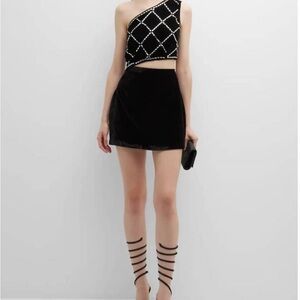 Ramy Brook Black Embellished Top MU velvet dress new tags $565 sample size 0-2